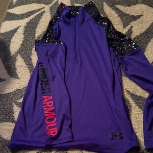 Under Armour Purple HeatGear Shirt with Black and White Accents